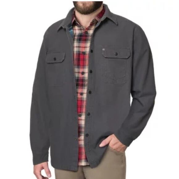 The American Outdoorsman Men's gray & plaid Fleece Lined Shirt size large - Picture 1 of 16